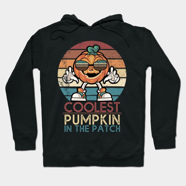 Retro Coolest Pumpkin In The Patch Halloween Boys Girls Men Hoodie by MasliankaStepan